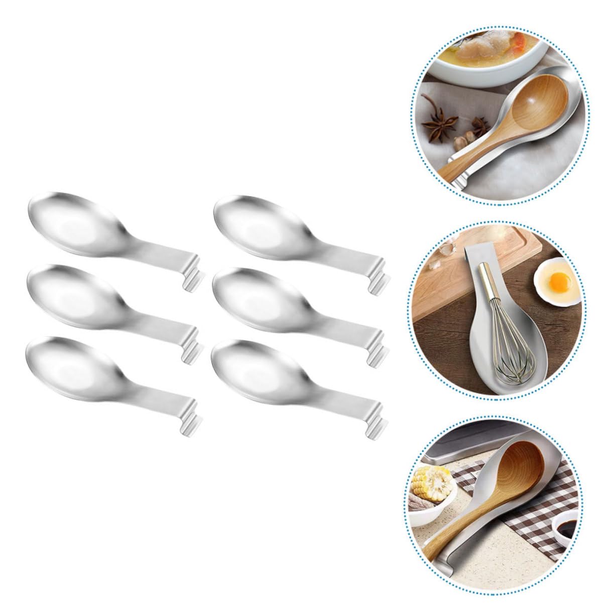 Repose-cuillère Ménager en Acier Inoxydable 6 Pièces Argenté