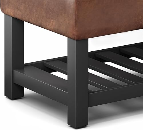 Miniatura 140 de SIMPLIHOME Cosmopolitan - Banco otomano rectangular de transición de 44 pulgadas de ancho con parte inferior abierta en piel sintética vegana gris