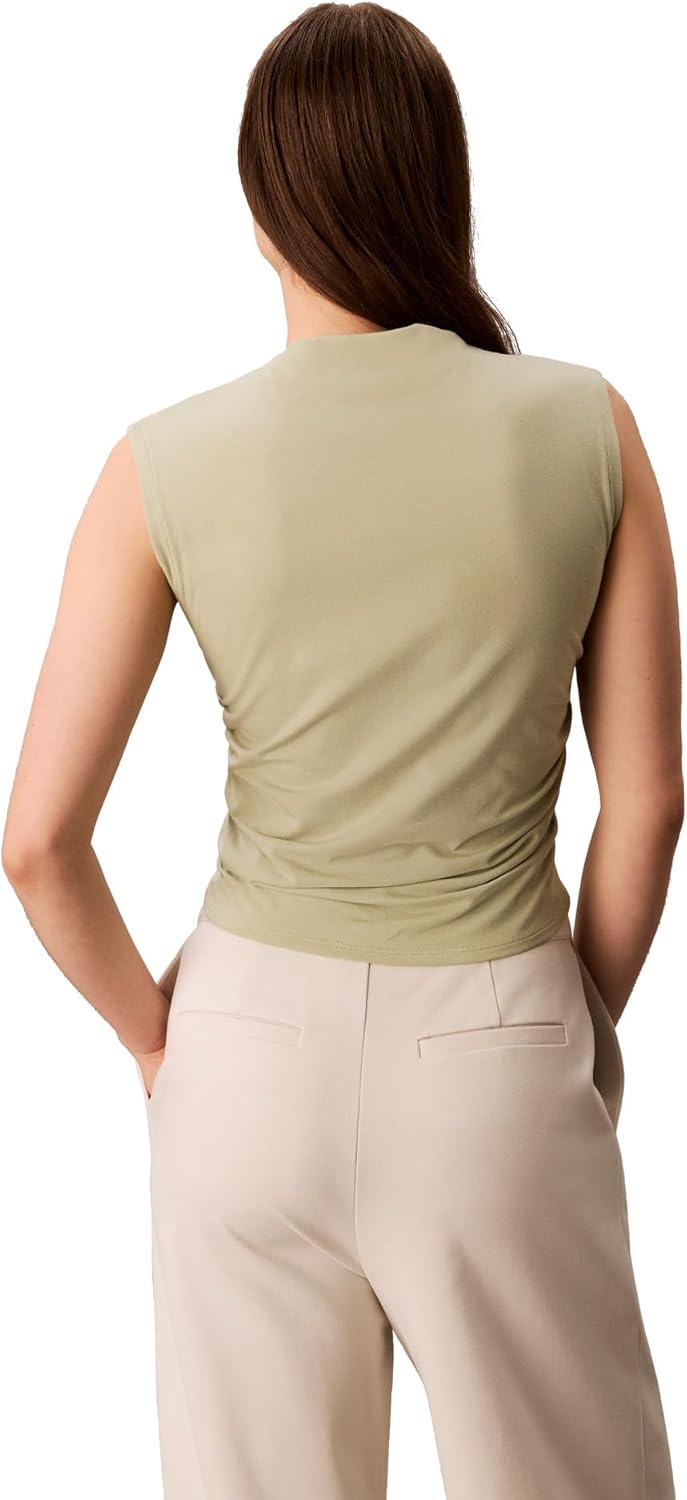 Calvin Klein Womens Cotton Jersey Mock Neck Top - Image 2