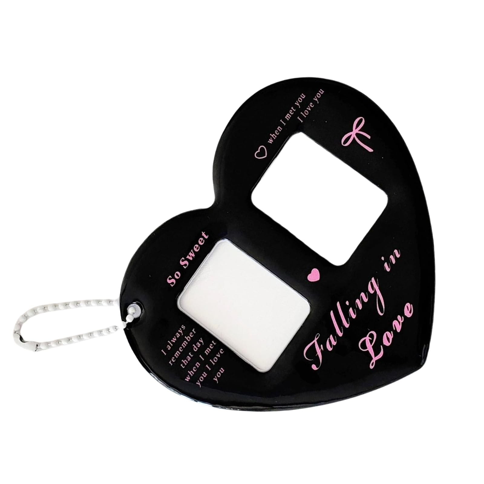 XUZHID Photo Card Holder?Portable Heart Shape Photo Card Holder Keychain for 1 Inch Photos with Double Grids Card Case Photo Sleeve Covers Sleeve