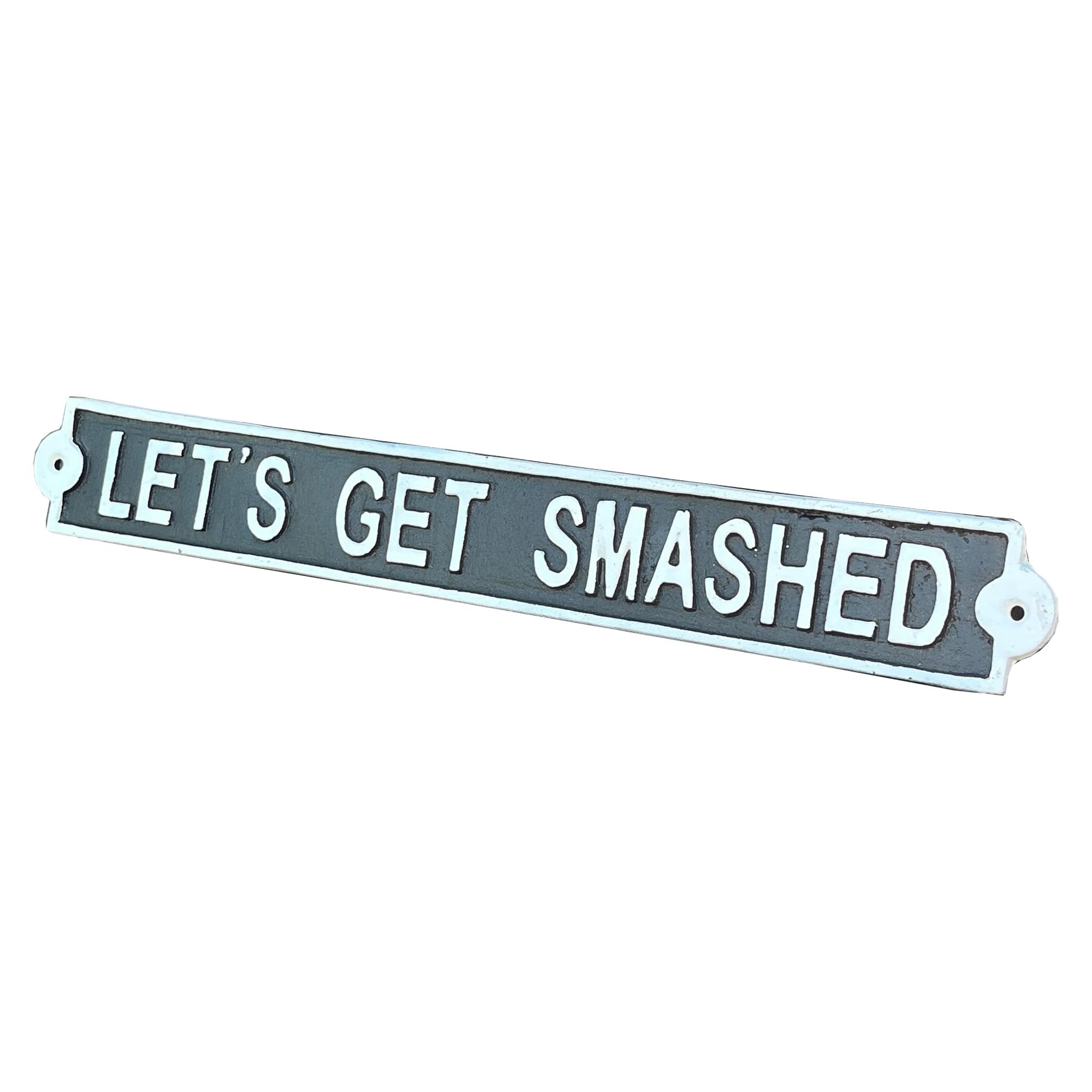 43.5cm Cast Iron 'Let's Get Smashed' Funny Wall Mounted Plaque Sign Kitchen Wall Art Home Garden Bar Pub Decoration