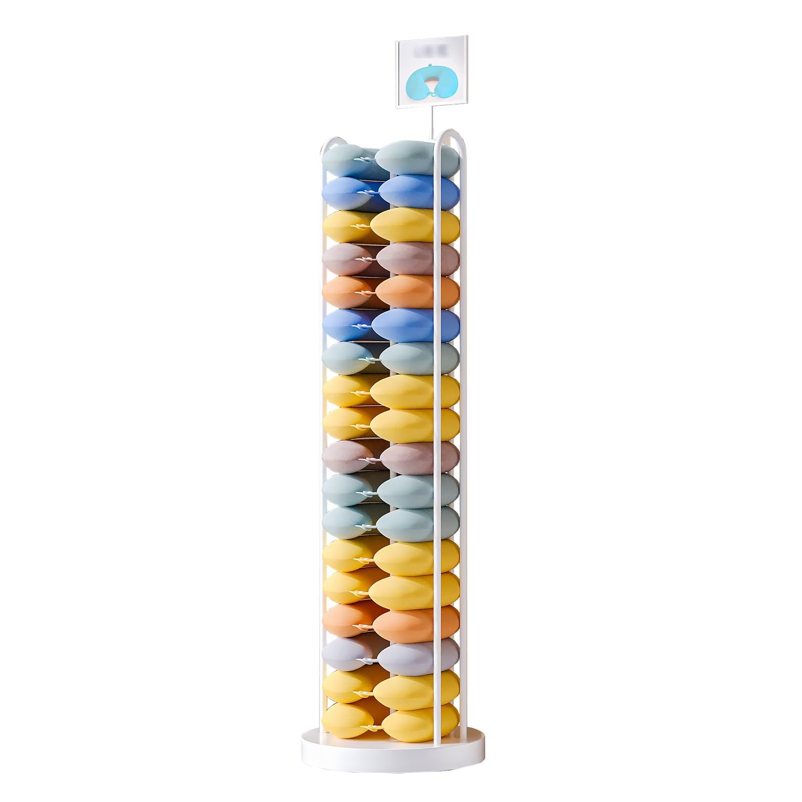 Support durable pour oreillers de voyage blanc avec porte-enseigne