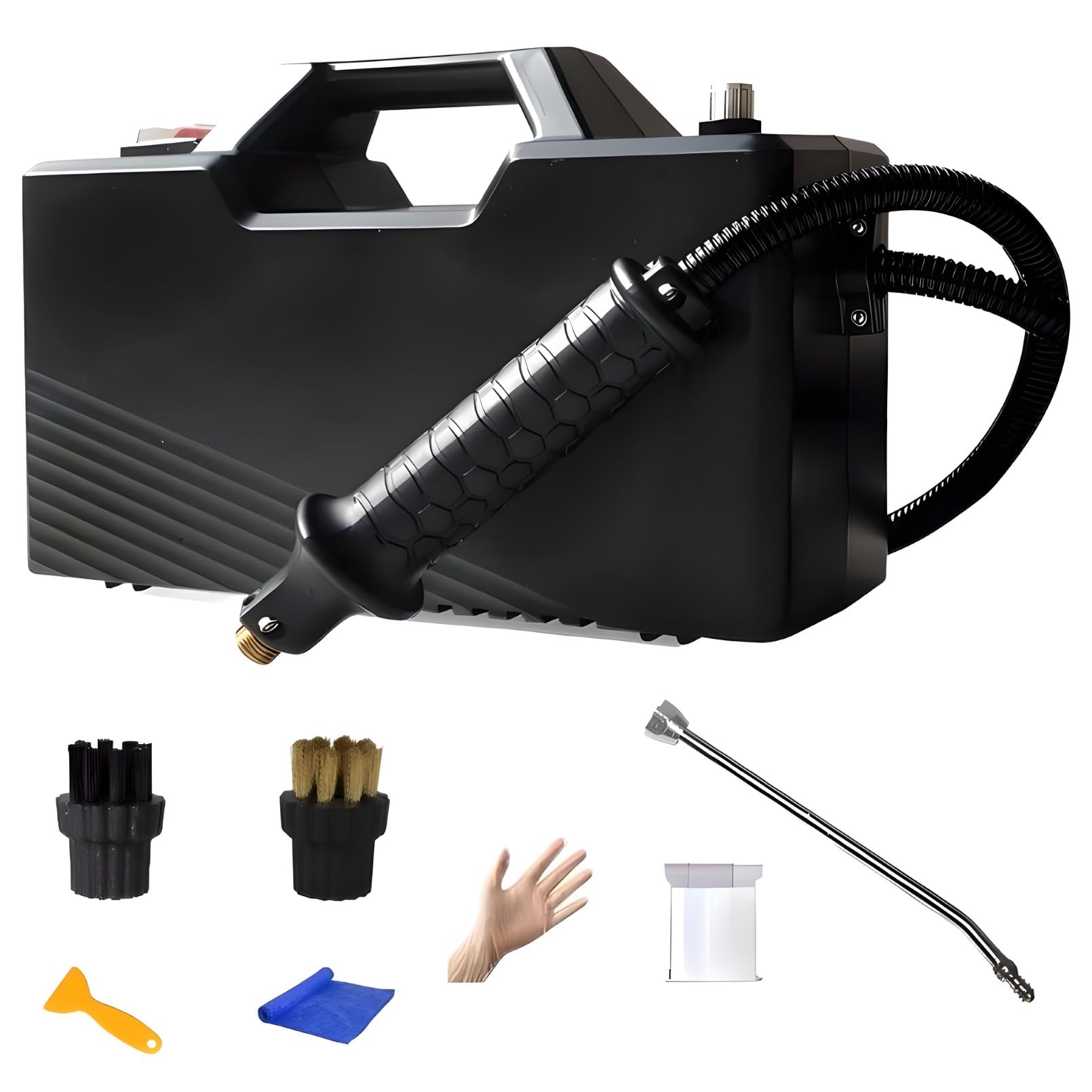 Profesional 3800W limpiador de vapor, presión de 9.5 bar, calentamiento rápido de 6Sec, suministro continuo de agua con 7 herramientas y manguera de 3M para la limpieza profunda del coche del cuarto d