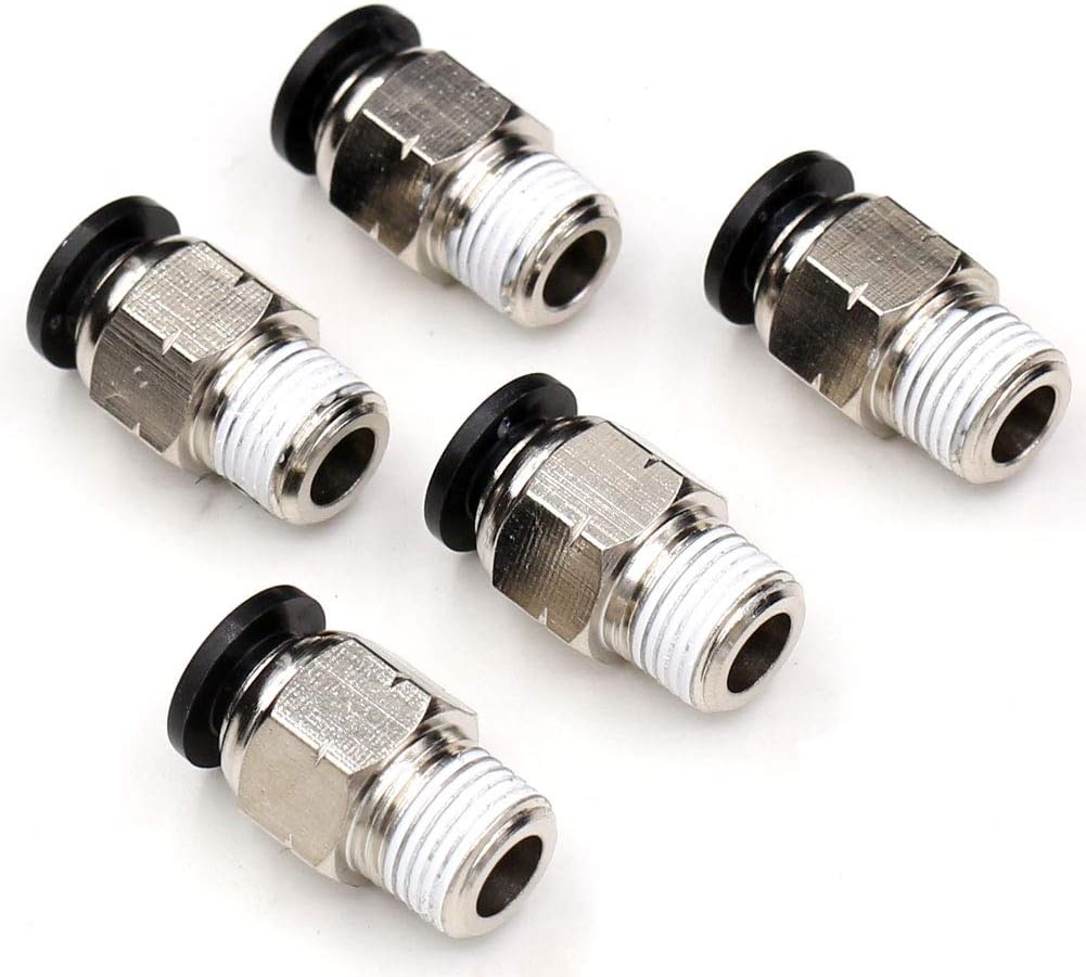 CEKER Push to Connect Tube Fitting PC 1/4" Tube Od x 1/8" NPT Thread Quick Connect Air Fittings Pneumatic Connector Straight Push Lock Air Hose Fittings 5Packs
