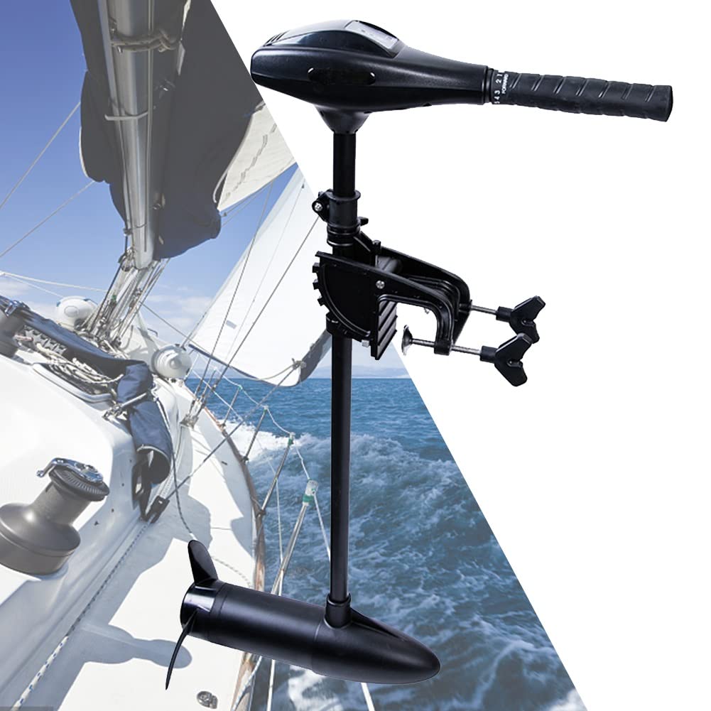 DYK&NX Electric Outboard Engine, 12V Boat Trolling Motor Propeller, 8 Gears 5 Forward 3 Reverse Adjustable Speed, Suitable for Small Boat Tender Kayak (Grey : 48lb Thrust 400kg)