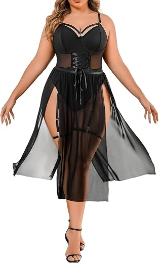 KNISTY Womens Babydoll Bodysuit Lingerie Set | Honeymoon Night Dresses for Women Hot Sexy | Women Sexy Bodysuit with High ...