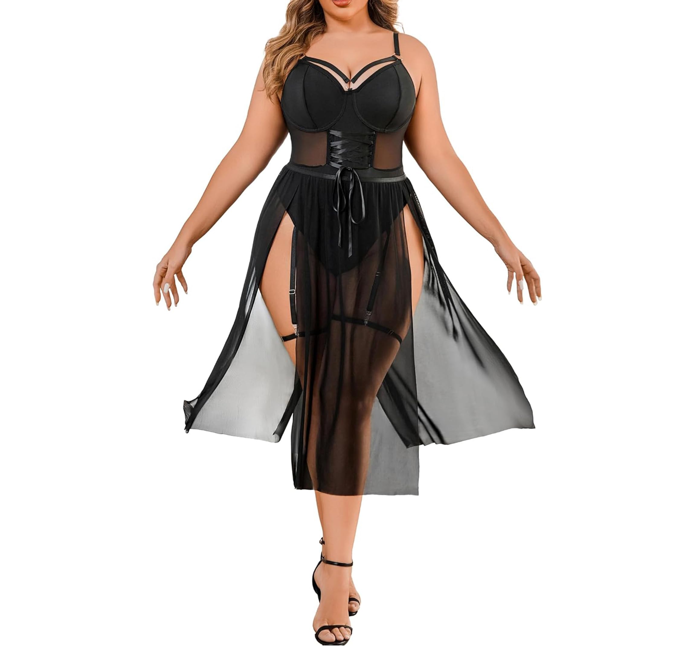 knisty Womens Babydoll Bodysuit Lingerie Set | Honeymoon Night Dresses for Women Hot Sexy | Women Sexy Bodysuit with High Slit Dress | Anniversary & Valentine Gift | Bodysuit Outfits Teddy Babydoll-picture-15
