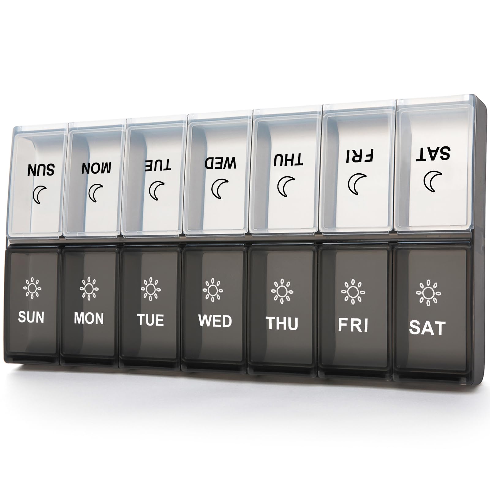 Mossime Weekly Pill Box 7-Day: Large Pill Boxes 7 Day 2 Times A Day Daily Pill Organiser 7 Day with 14 Compartments - XL Week Tablet Case Am Pm Medication Organizer for Vitamin Supplement