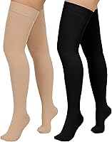 Vista 12 de 2 pares de medias de compresión para mujeres y hombres, medias de compresión altas hasta el muslo de 20-30mmHg, medias de compresión médicas
