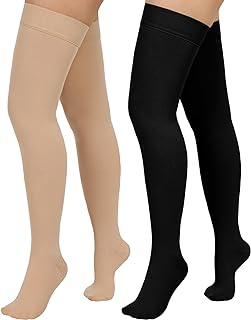 2 Pairs Compression Stockings for Women & Men,20-30mmHg Thigh High Compression Socks,Closed Toe Medical