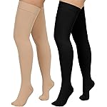 Totexil 2 Pairs Compression Stockings for Women & Men,20-30mmHg Thigh High Compression Socks,Closed Toe Medical Compression Socks with Silicone Dot Band-Best Support for Nursing Sports Varicose Veins