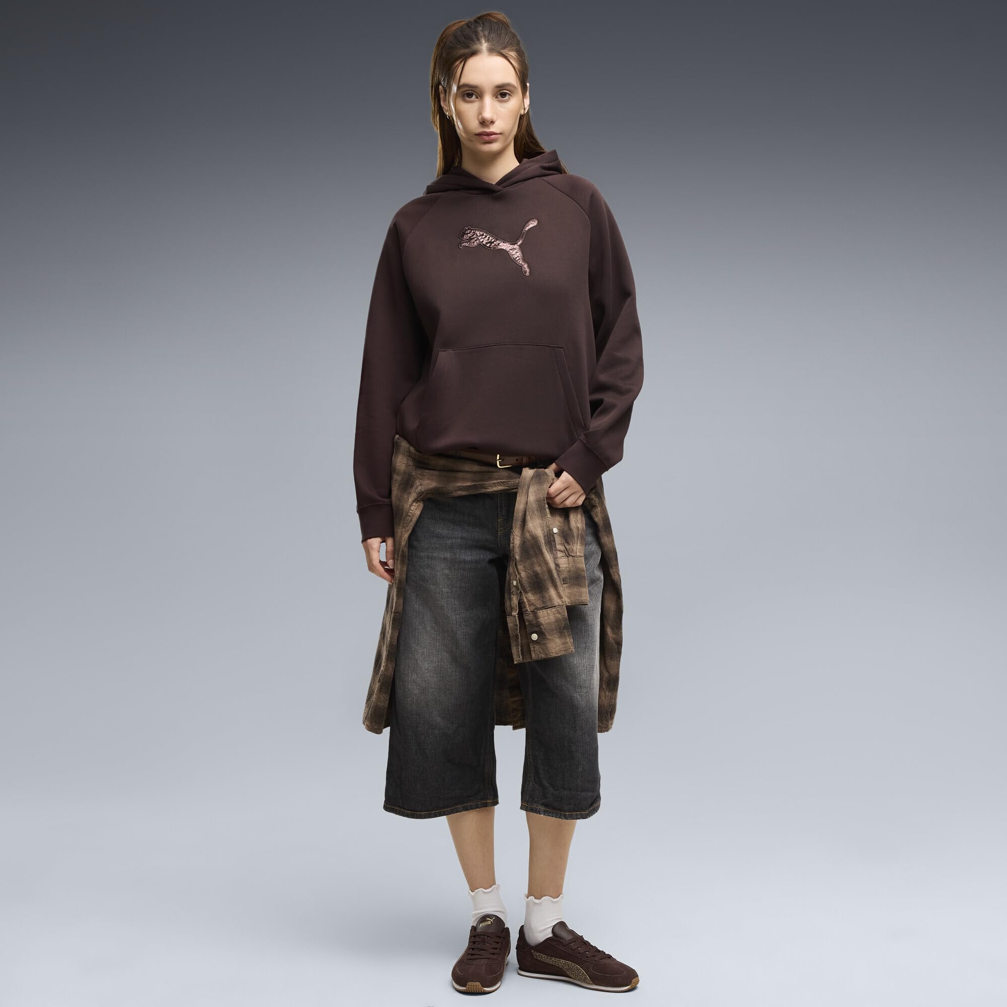 PUMA Felpa con Cappuccio e Paillettes Essentials da Donna