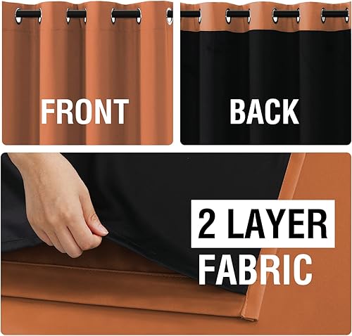 Miniatura 6 de H.VERSAILTEX Paneles de cortina 100% opacas de 63 pulgadas de largo, con aislamiento térmico, cortinas opacas con forro para dormitorio, dos capas