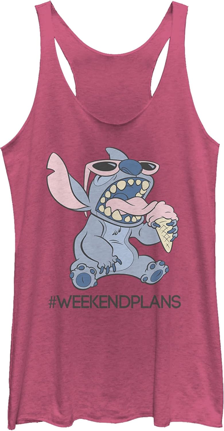 Junior's Lilo & Stitch Halftone Smile Racerback Tank Top