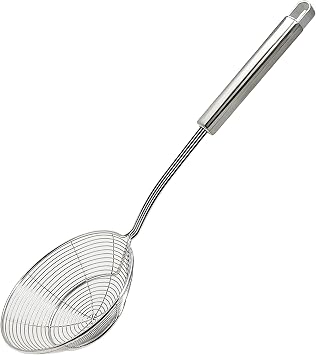 Makerstep Premium Stainless Steel Spider Strainer Skimmer Ladle, Kitchen Utensils Wire Strainer Pasta Strainer Spoon, 5.5 Inch