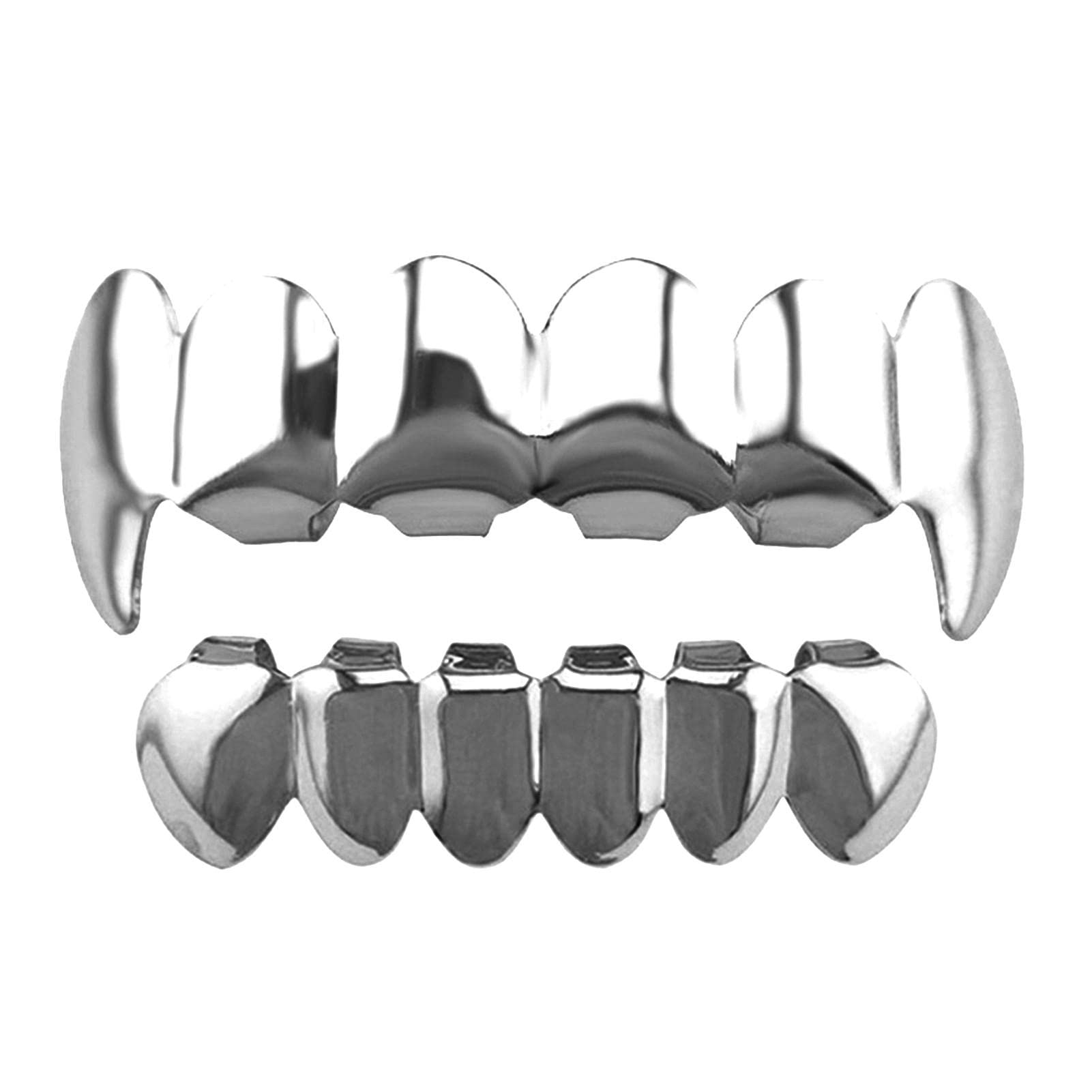A/A Hip Hop Teeth Grills, falso punk hip hop dientes boca superior inferior diamante strass dientes grillz Halloween festival de música fiesta hip hop rapero accesorios decoración ornamento oro/plata