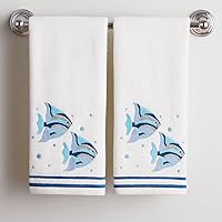 Vista 35 de Serafina Home Toallas de mano suaves y absorbentes para invitados de ballena de verano: saludos amigables con el océano, 2 piezas (Whale Hello There)