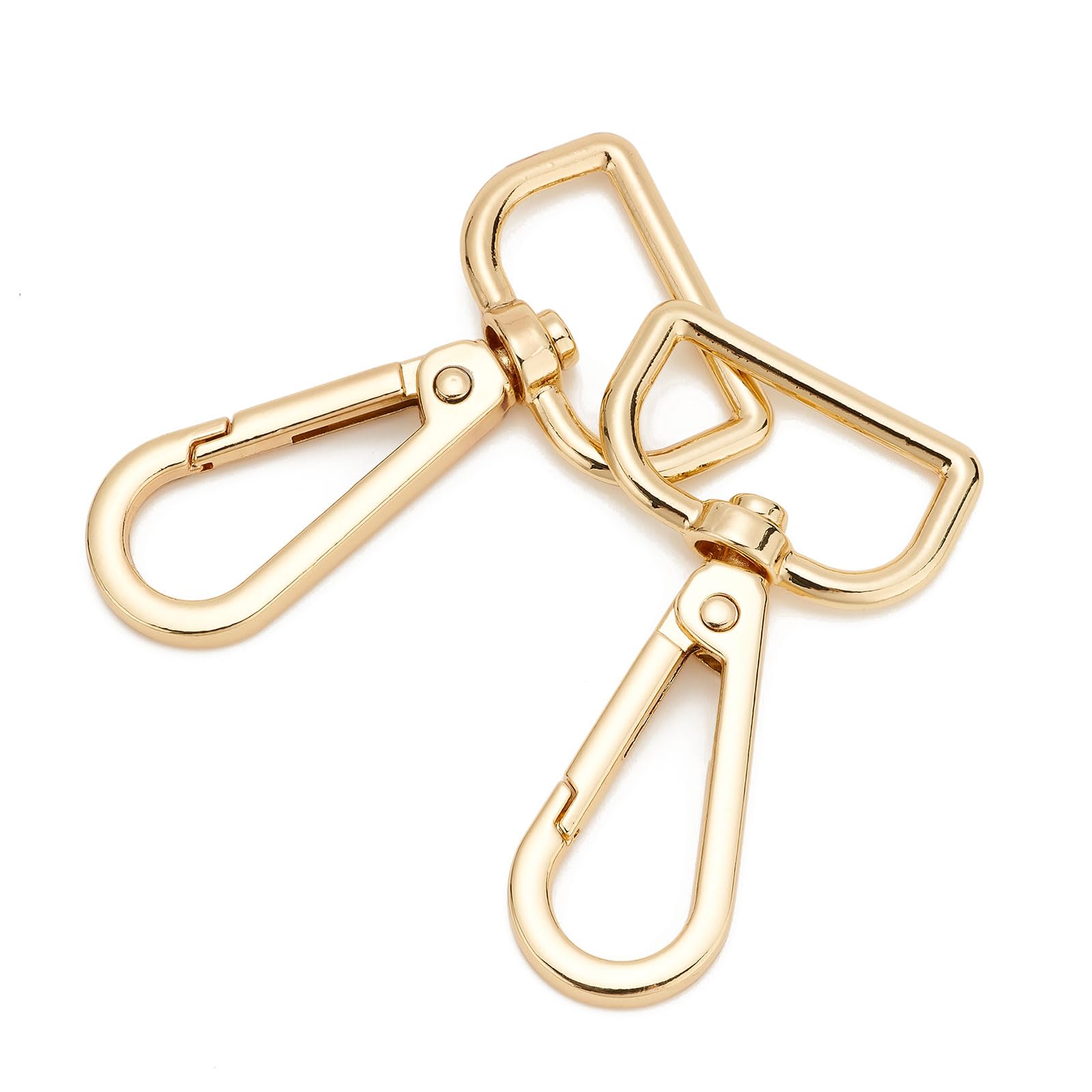 9 Pcs D Ring Swivel Lobster Claw Clasp Push Gate Snap Hooks Trigger Clips for DIY Crafts Keychain Purse Handbag Making,1 Inch Glod-image-25