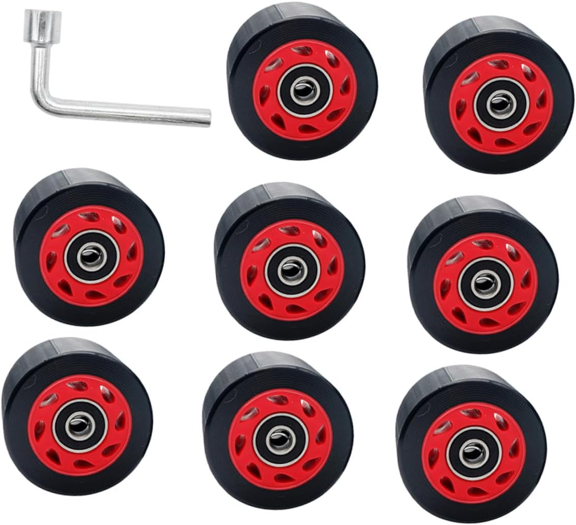 DECHOUS Double Row Roller Skate Wheels 95a Pu Wear-resistant Skating Wheels 8pcs with Wrench Replacement for Inline and Quad Skates Outdoor Use