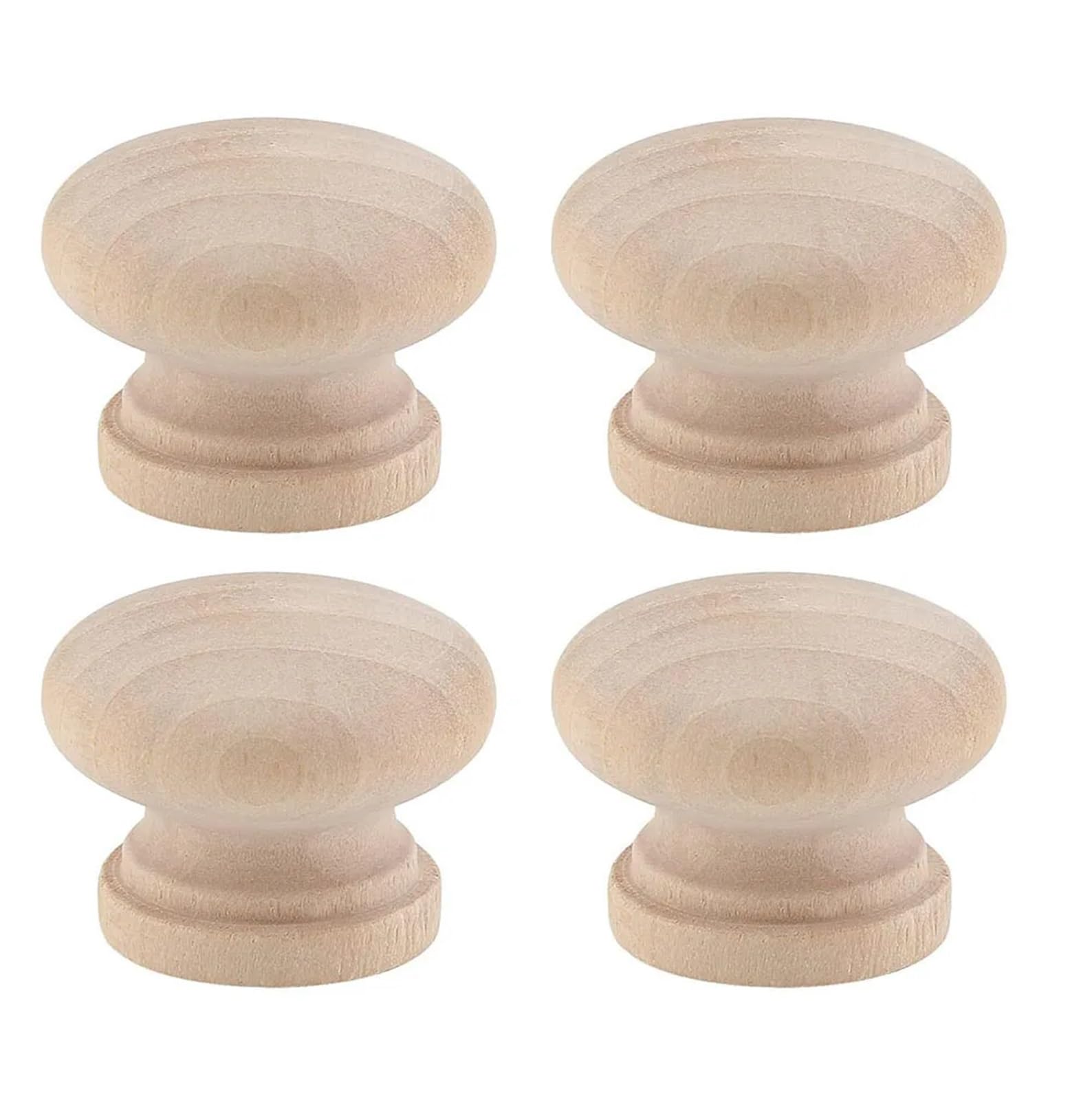 SNGUOQ 4/6pcs Round Wooden Cabinet Knobs 1-3/8" (35mm) Unfinished Pulls Mushroom Shape Wood for Dresser Drawer for Cabinet Drawer Shoes(4Pcs)