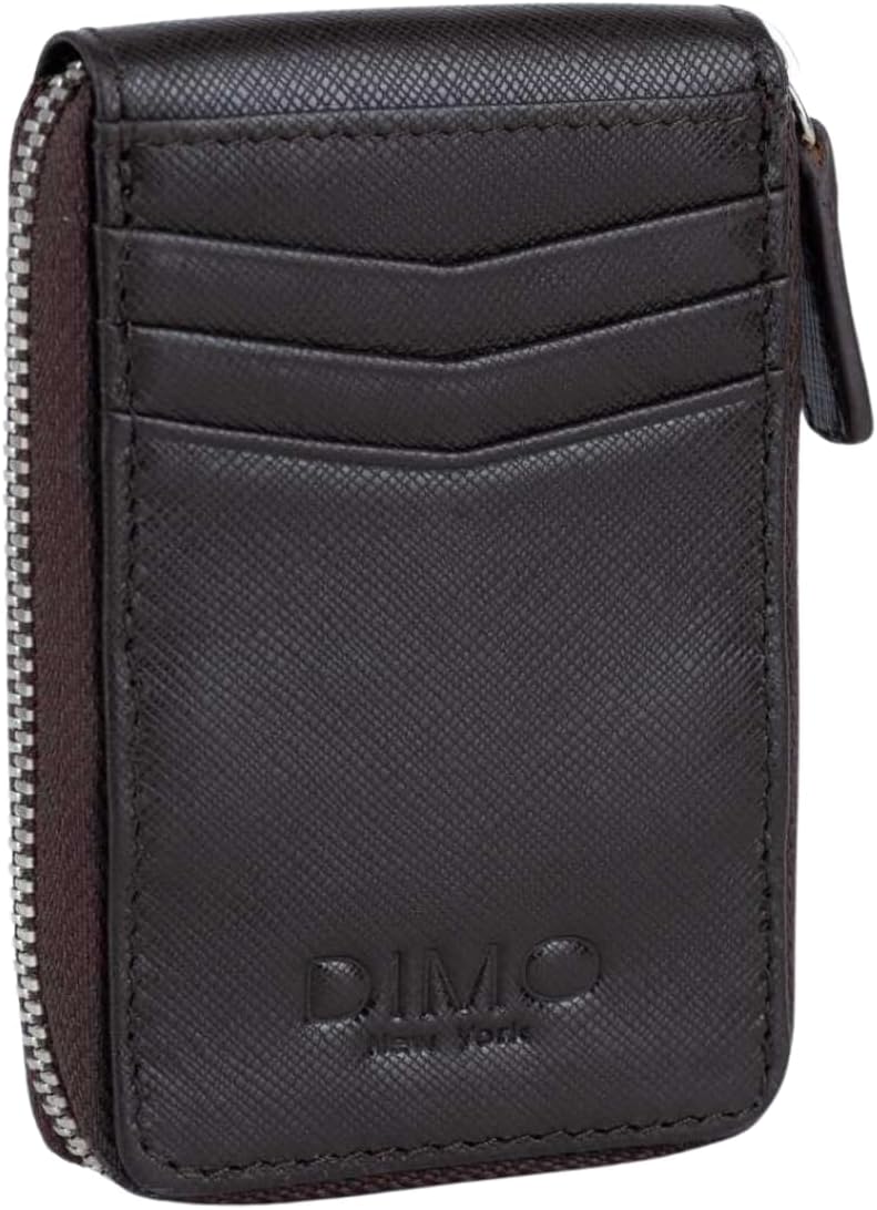 Men's Wallet RFID Zipper Front Pocket Outer ID Black