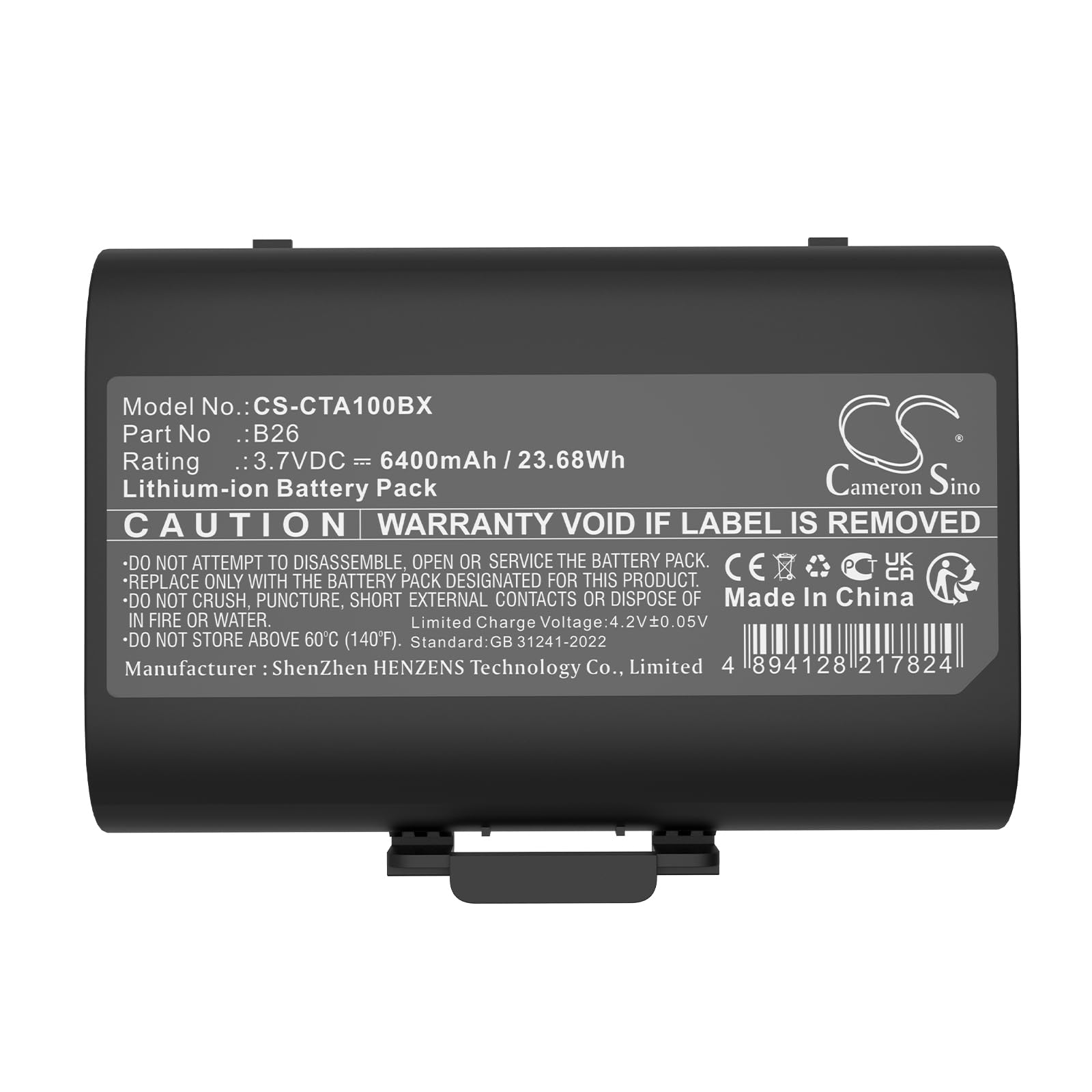 TECHTEK Batería 6400mAh Compatible con [Castles] Saturn 1000 S1F2, Saturn 1000F sustituye B26
