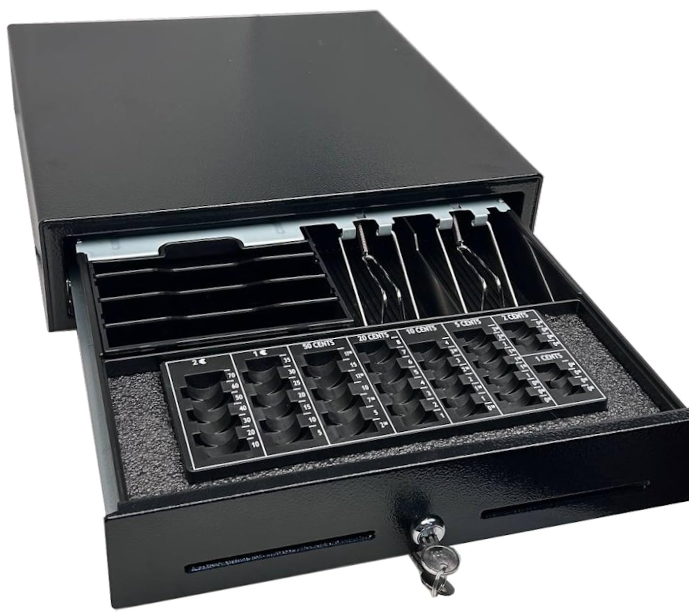 Kassenschublade mit Münzbrett, 6x Scheinfächer iQCash410MBx 41x41x10cm, Geldschublade Geldlade Kassenlade mit Münzzählbrett Zählbrett Münzzähler Zähleinsatz Münzeinsatz Münzsortierbrett