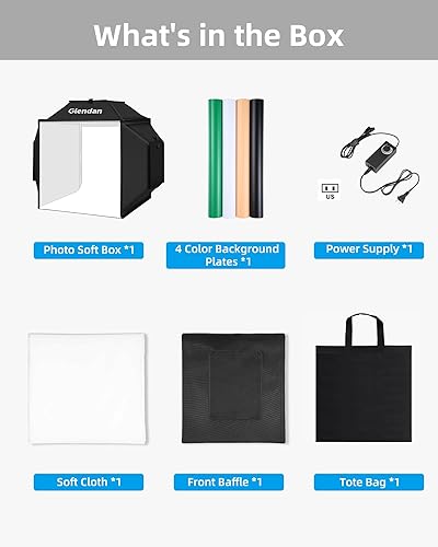 Miniatura 42 de Glendan Caja de luz fotográfica de 32 x 32 pulgadas, caja de luz grande para fotos con 3 paneles de luz, 792 cuentas LED, CRI >95, kit de tienda