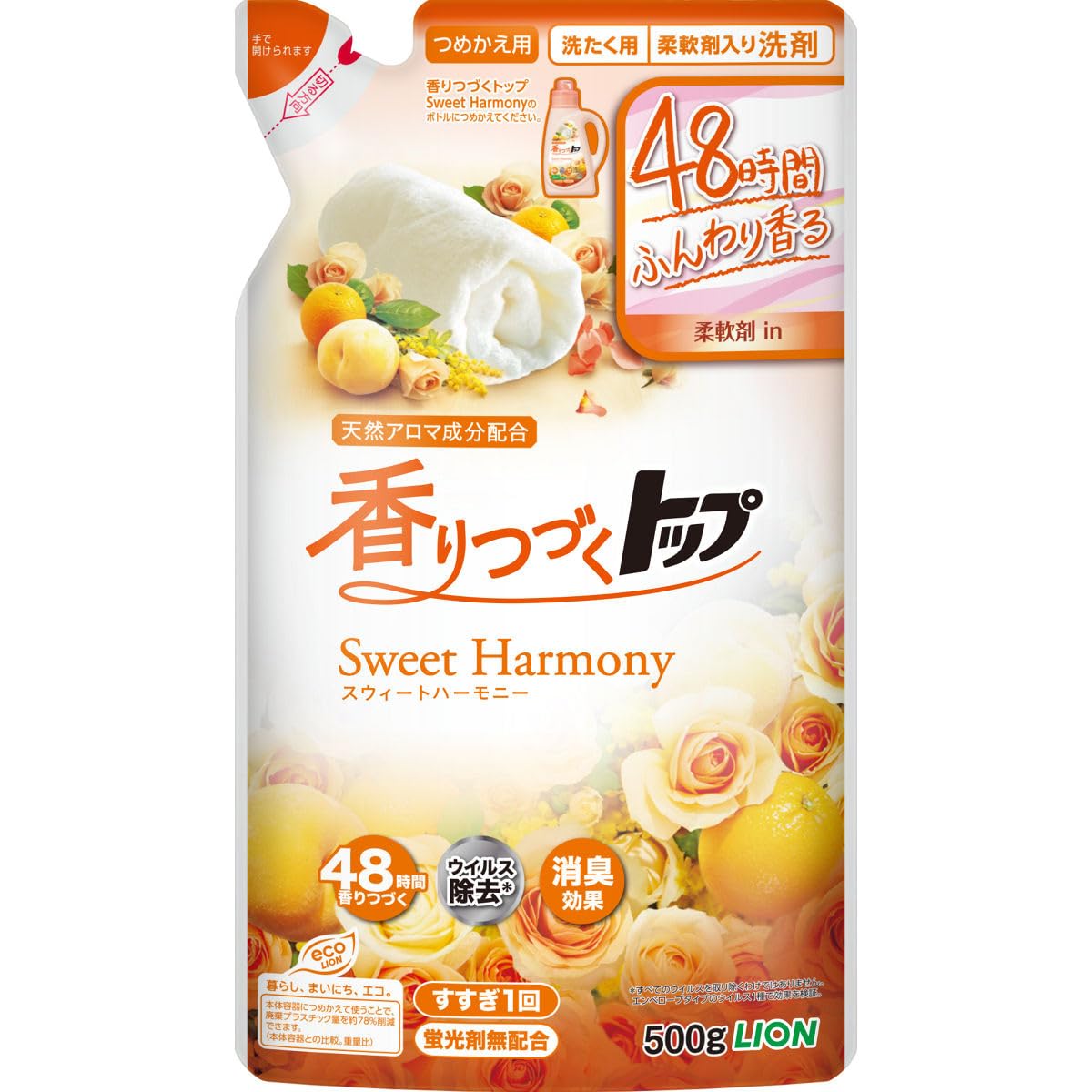 専用香りつづく スウィートハーモニー柔軟剤入り洗剤 つめかえ500g×45＋α Amazon | トップ 香りつづく Sweet Harmony つめかえ用 500g | トップ