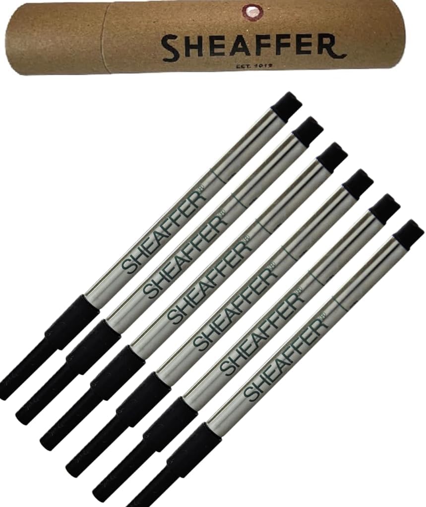 6 Sheaffer K Ballpoint Refills, Shelf Pack for Legacy, Prelude, Intensity, VFM, Sentinel,Sheaffer 100 and 300 Pens (Bulk Pack of 6/Pack) in Storage Tube (New Version) (Blue 99325)