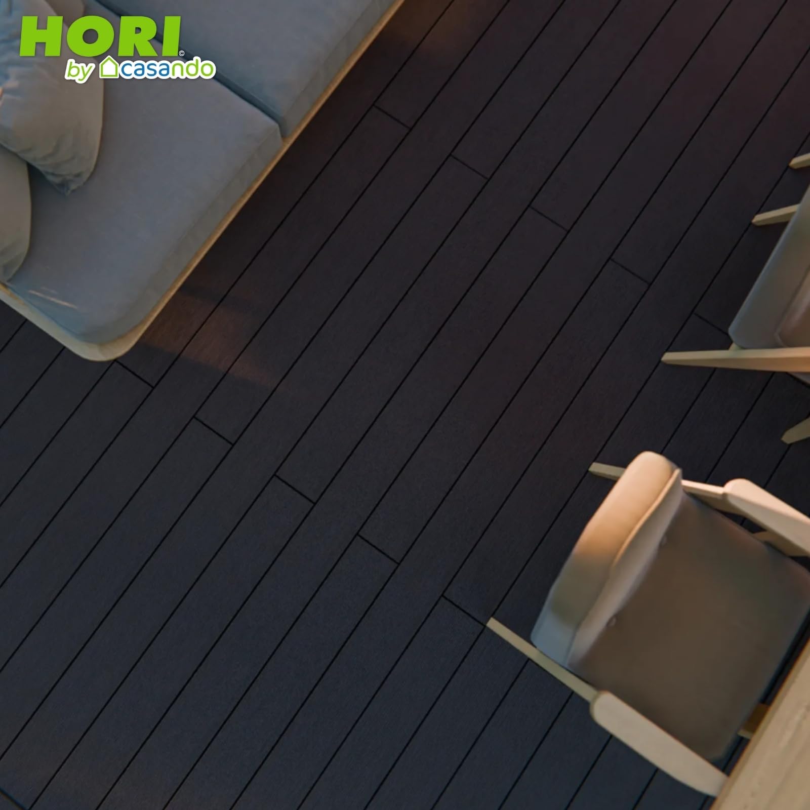 HORI Kuba WPC Terrassendielen Komplettset, Hohlkammer inkl. Unterkonstruktion & Clips, wetterfest, pflegeleicht & UV-beständig Fläche: 10 m² - 320 cm Dielenlänge - Anthrazit