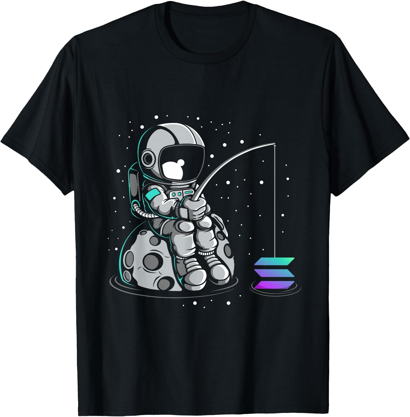Solana Fishing Crypto Bullrun SOL Token Rich Millionaire T-Shirt