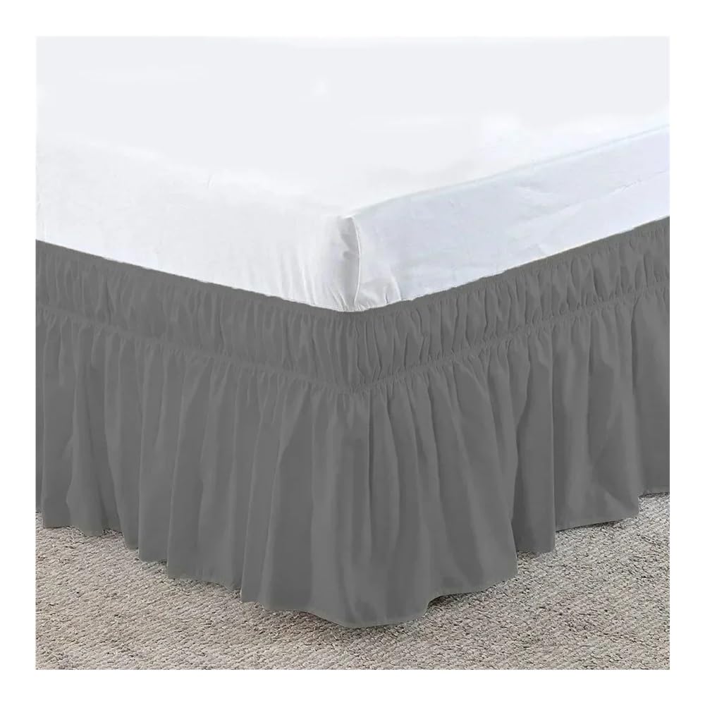 1 mantovana giroletto avvolgente con fascia elastica, senza superficie del letto, per letto doppio, matrimoniale, king size, per decorare la casa (grigio scuro, matrimoniale 190,5 x 99 x 40 cm)
