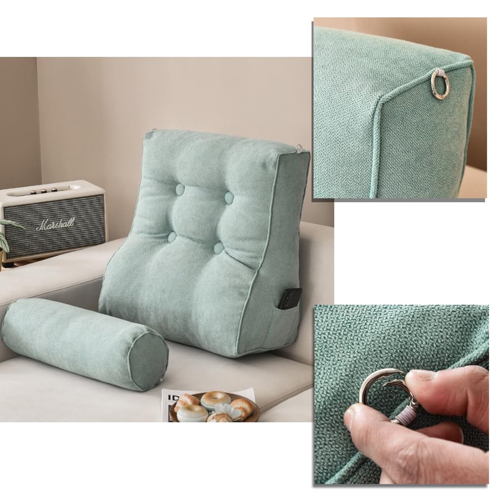 Almohada de respaldo para sofá cama con soporte de cuello desmontable, respaldo de posicionamiento para silla de oficina con funda de cojín lavable, 45 x 50 x 25 cm (70 x 50 x 25 cm, café claro)