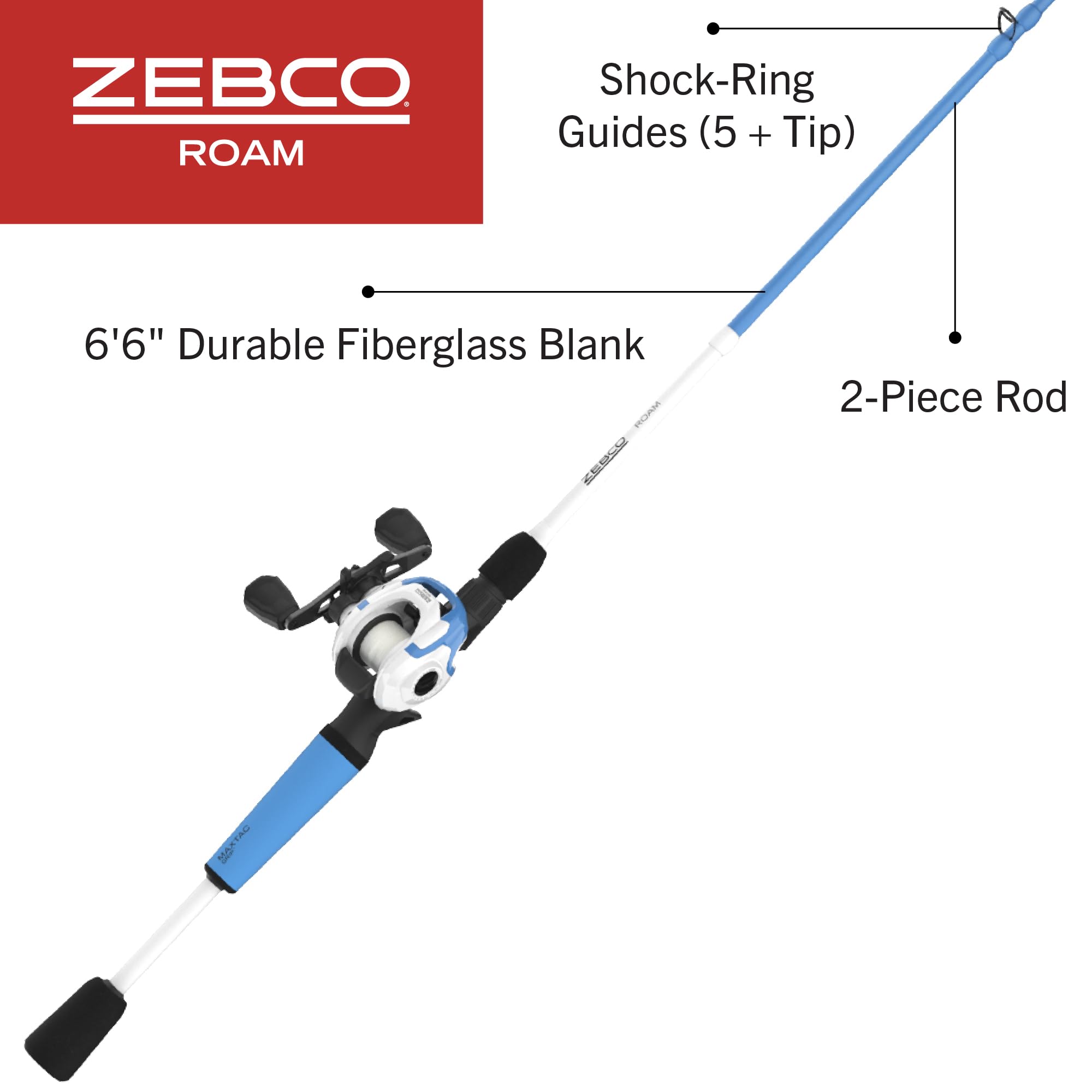 Amazon.com : Zebco Roam Baitcast Reel and Fishing Rod Combo, 6-Foot 6-Inch 2-Piece Medium-Heavy Power, Fast Action Rod, DynaMag Cast Control, 6.1:1 Gear Ratio, 12-Pound Line, Left-Hand Retrieve, Blue/White/Black : Sports & Amazon.com : Zebco Roam Baitcast Reel and Fishing Rod Combo, 6-Foot 6-Inch 2-Piece Medium-Heavy Power, Fast Action Rod, DynaMag Cast Control, 6.1:1 Gear Ratio, 12-Pound Line, Left-Hand Retrieve, Blue/White/Black : Sports &