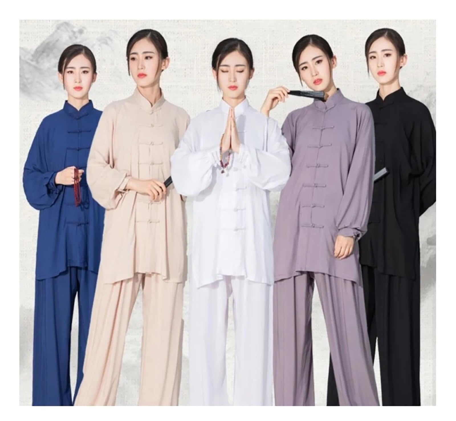 Tai Chi Traje Traje de Tai Chi de algodón Suave for Hombre y Mujer, Uniforme de Artes Marciales Kung Fu Wushu, Chaqueta y Pantalones Wing Chun(Black,XXL(180cm))
