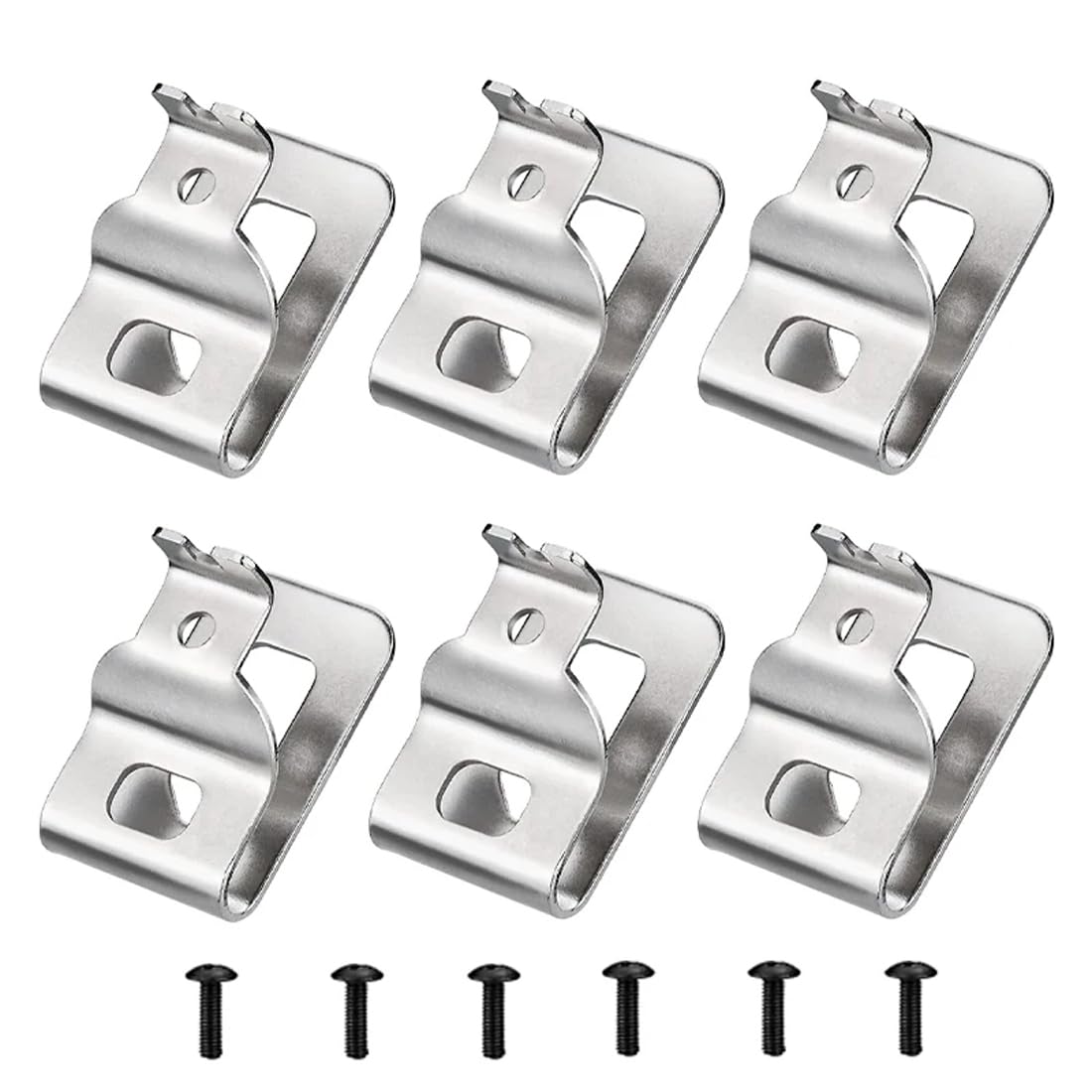 FiTspi 6 Pcs Electric Drill Belt Clips, Stainless Steel Replacement Belt Hooks Clips with 6 Pcs Screws Compatible with for Dewalt N268241 20V Power Tools
