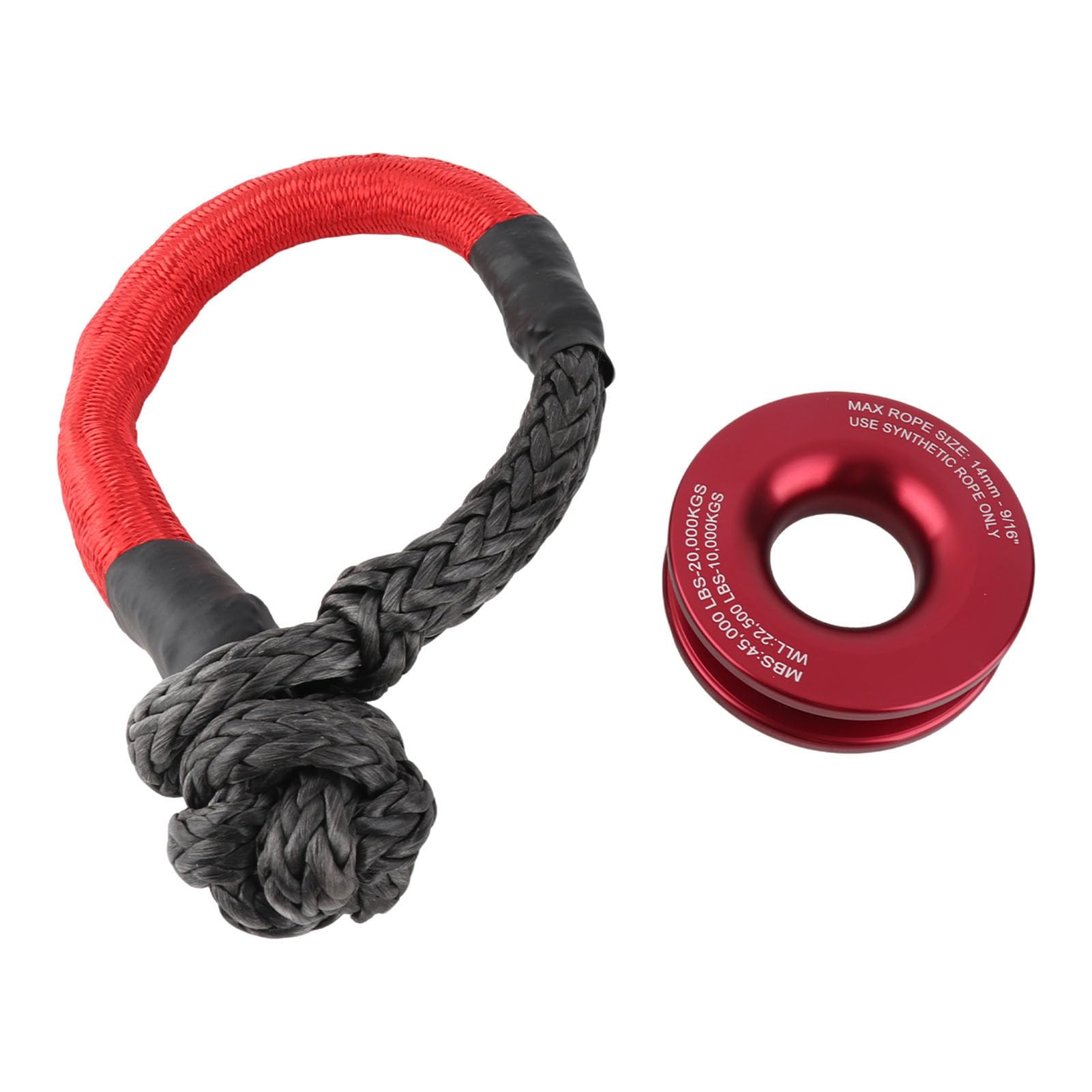 Naroote Polea de Retención de Cuerda de Alta Dureza para Recuperación 4X4 de Camiones ATV Todoterreno, Grillete Suave de Nailon de Aleación de Aluminio para Campamento de Rescate de Emergencia