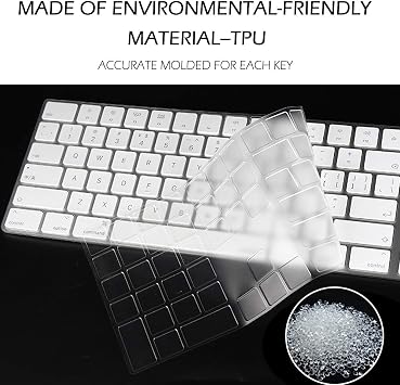 ProElife Ultra Thin Keyboard Cover Skin for Apple Magic Keyboard with Numeric Keypad A1843 US Layout (الطراز: MQ052LL / A Wireless Bluetooth Keyboard) TPU Protector ، 0.13 مم (شفاف شفاف)