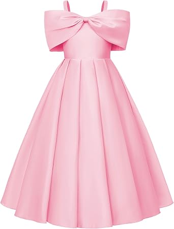 JerrisApparel Girls Big Bow Formal Party Dress Floor Length Wedding Ball Gown