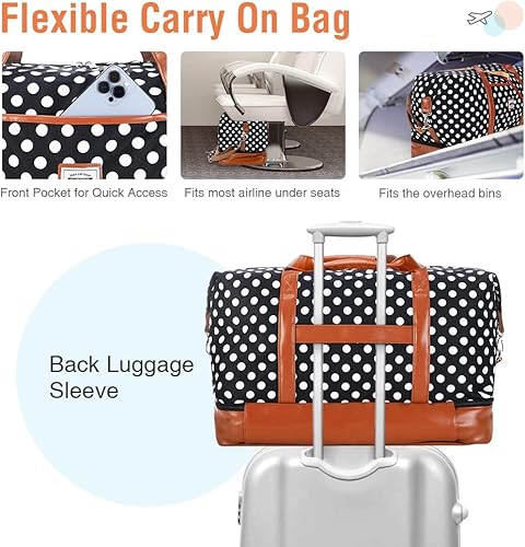 Miniatura 4 de Lekebobor Bolsa de fin de semana para mujer, bolsa de fin de semana para viajes con zapatos, compartimentos para zapatos, neceser, bolsa de viaje,