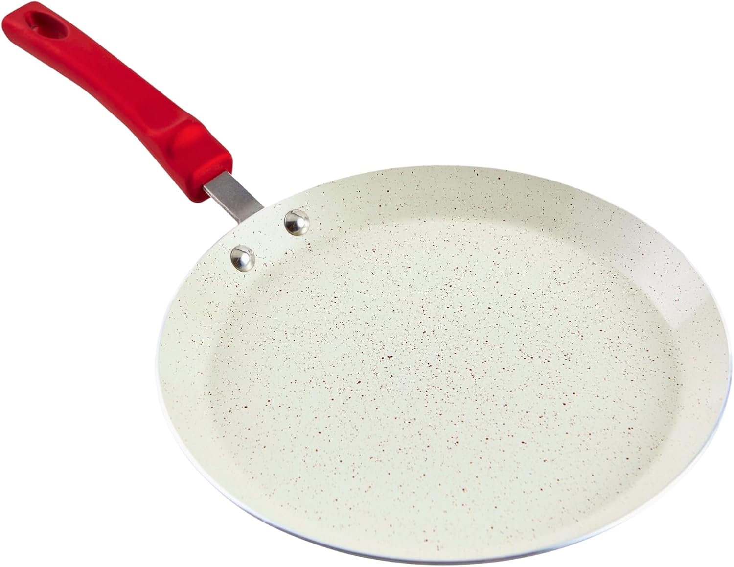 IMUSA USA 11" Nonstick Marble Interior Comal with Soft-Touch Handle, Ruby Red