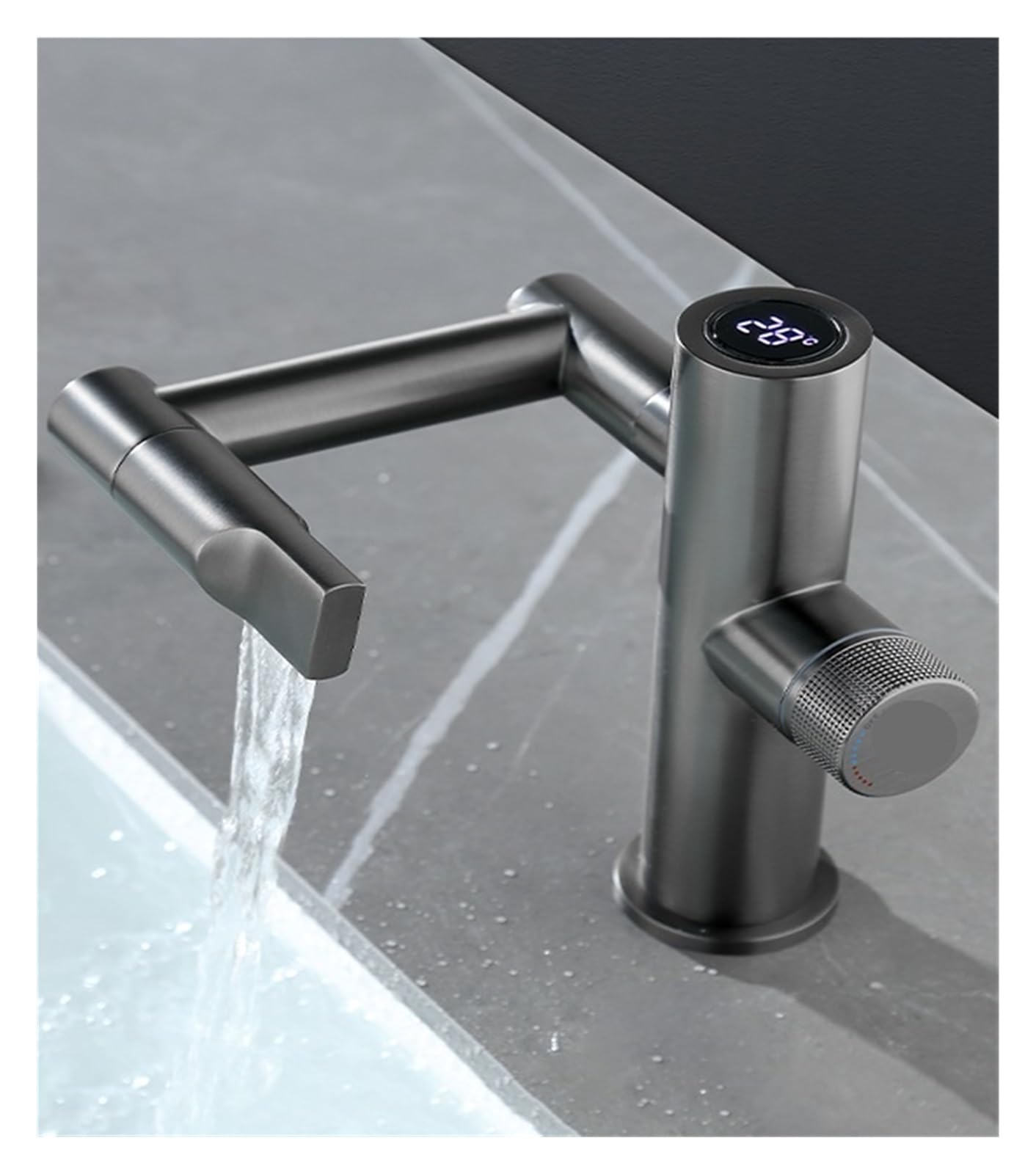 Robinet de salle de bain cascade intelligent orientable 1080° mitigeur chaud froid