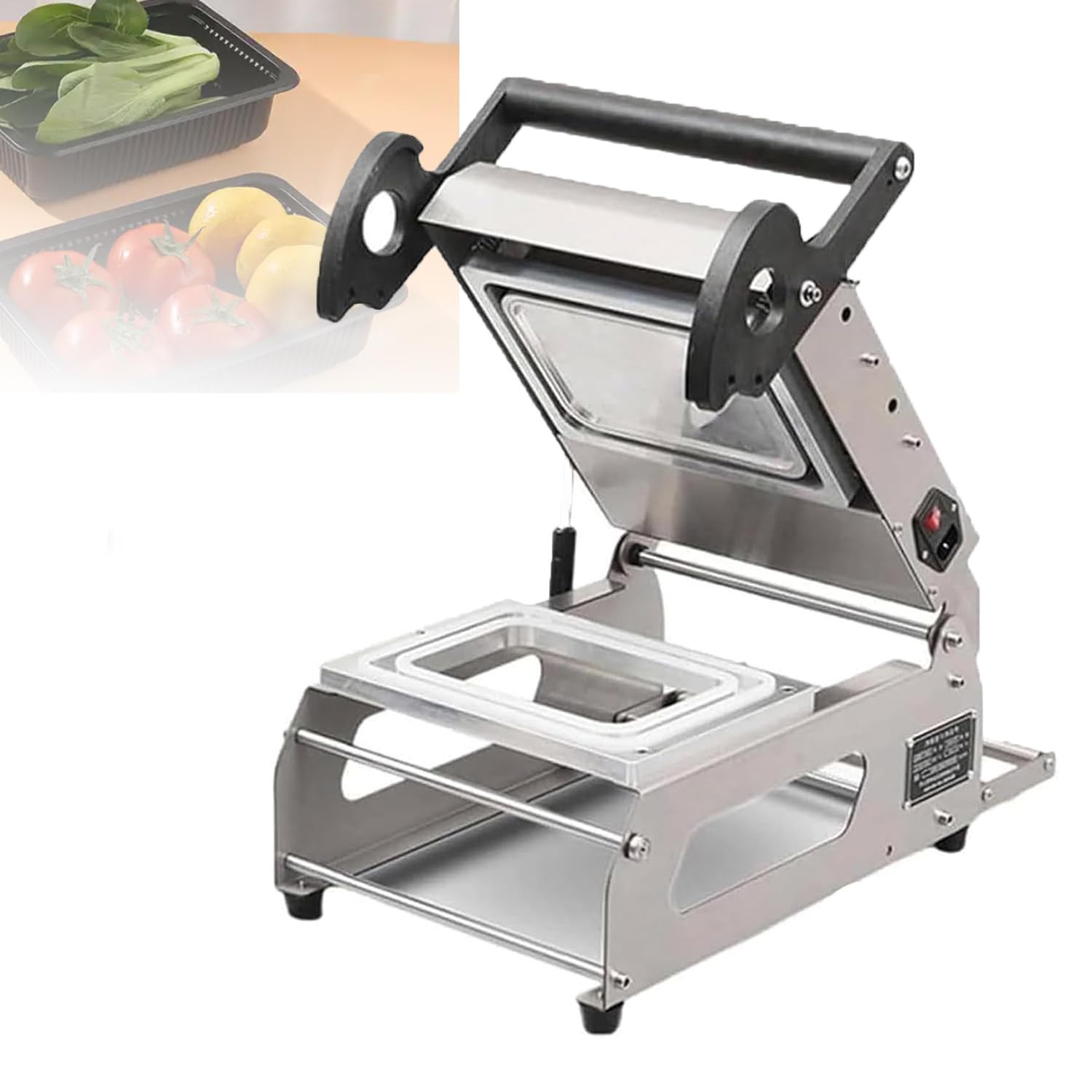 ASerZenith Commercial Semi-Automatic Heat Sealer For Restaurant Takeaway And Food Packaging, Temperature Adjustment,Tray Sealer,200 * 140Mm
