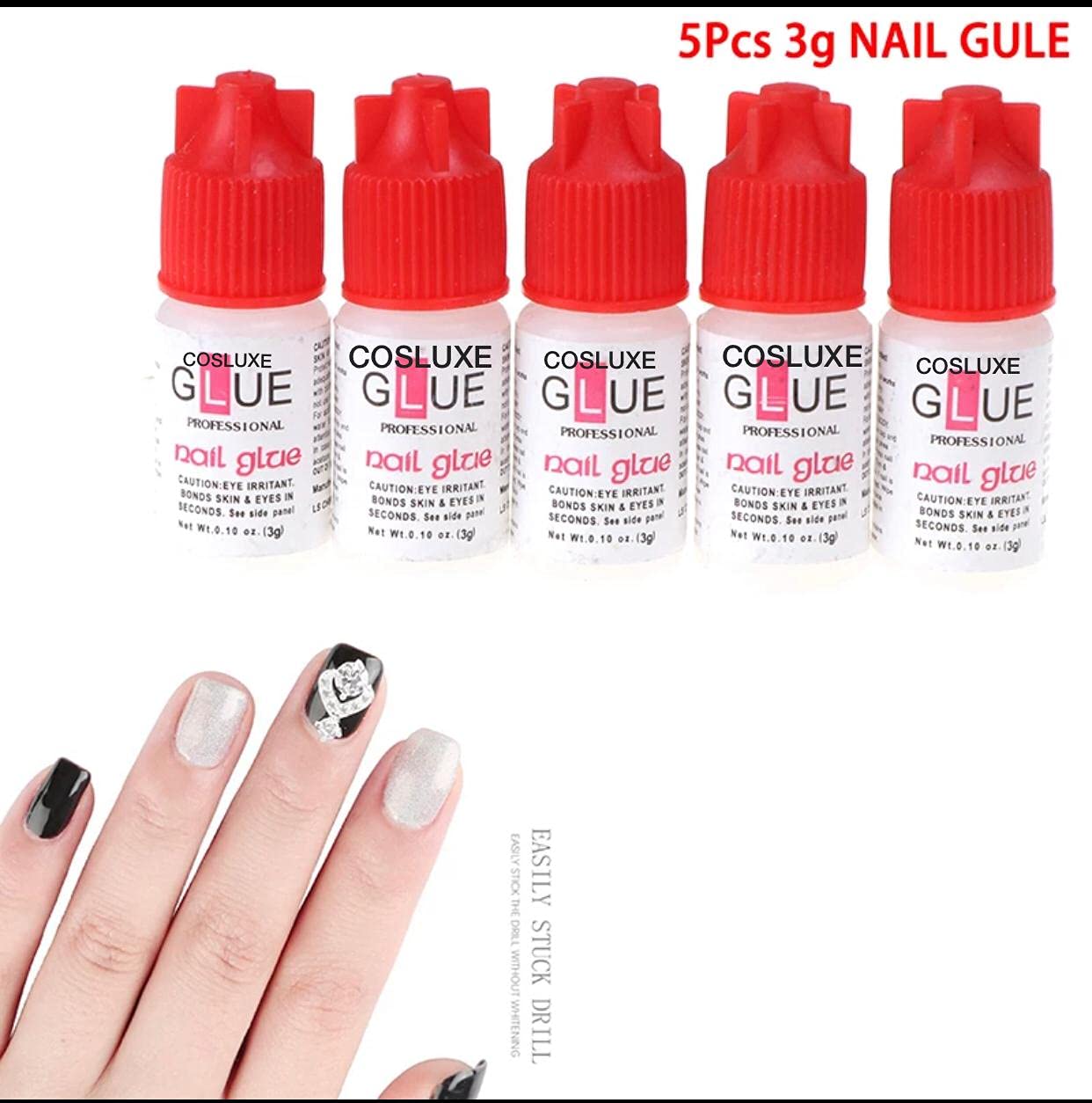 Cosluxe Professional Strong Nail Glue for Fake Nails - Nail Tips 3g (Pack of 3) 2