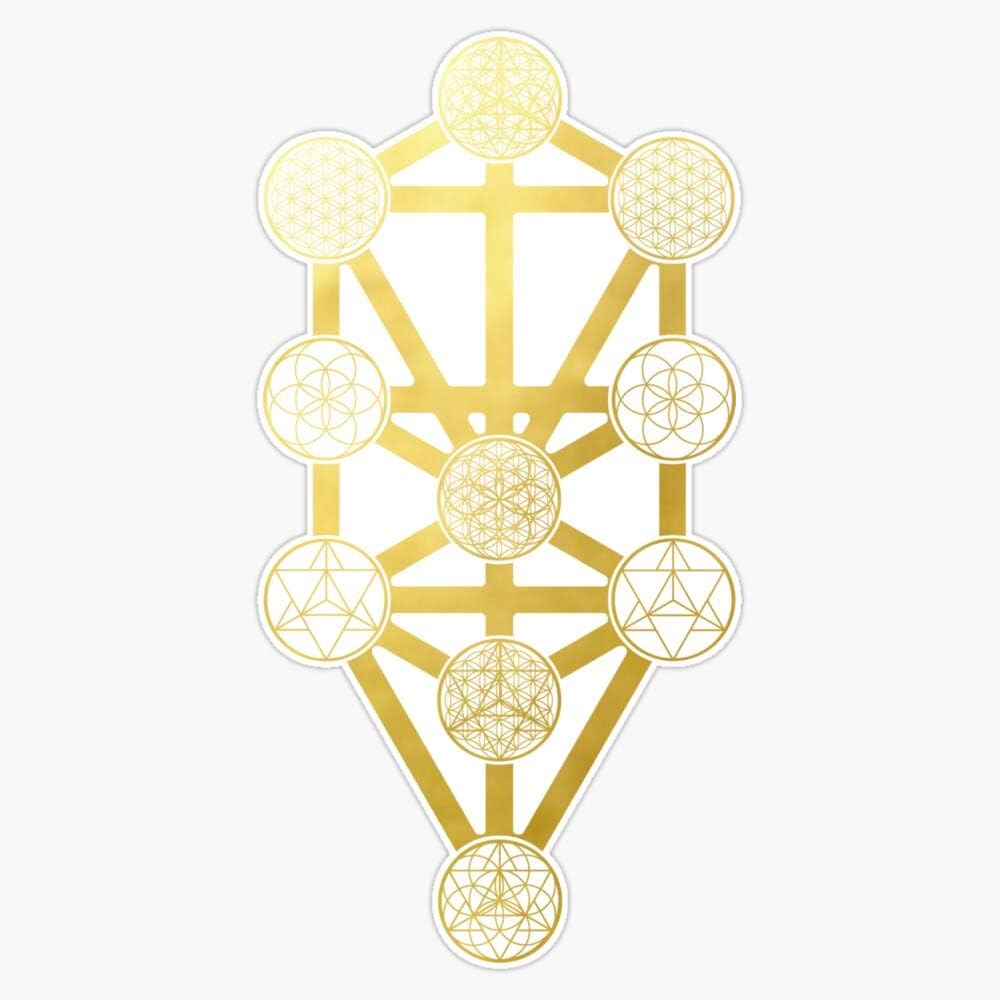 The Tree Of Life Kabbalah Gold Sacred Geometry Judaism Protection Symbol Sticker Vinyl Bumper Sticker Decal Waterproof 5 inches EVAN-YOGA-STICKERS-382