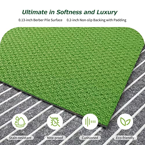Matace Removable Square Carpet Tile, 20X20 In-16 Tiles, Berber Style, Machine Washable, Non-Adhesive Padded Non-Slip Backing, Easy Diy Install For Bedroom, Playroom, Home Party And More (Grass Green) #TOP1