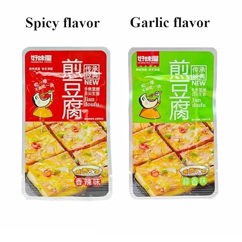 Stir fried Tofu, instant spicy dried tofu, dilicious dried bean curd 8g/pack, mix of 2 flavors, hot small gluten, Chinese latiao spicy slices, handmade hot stick, leisure snack gift pack (20 packs) - Thumbnail 6