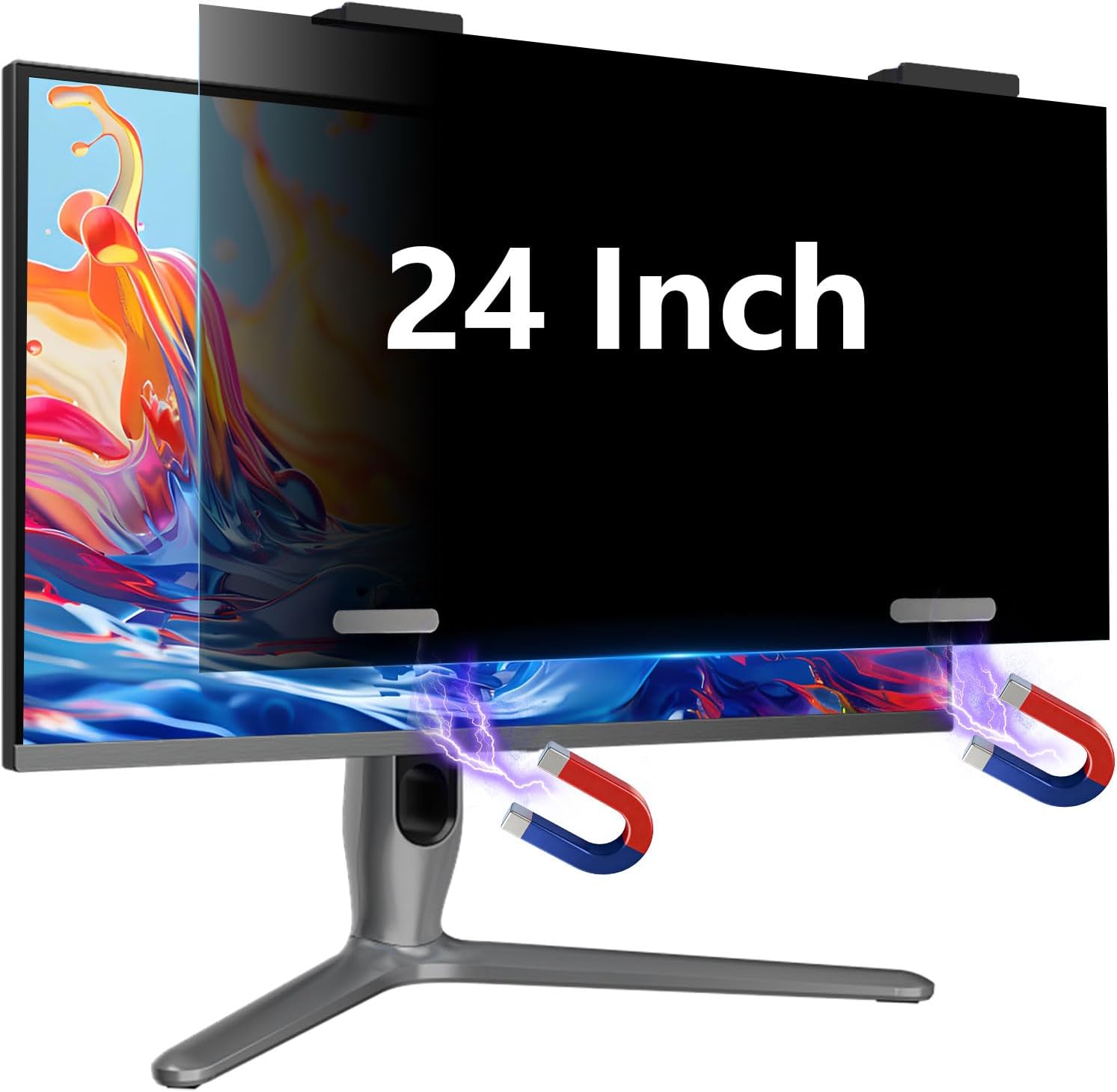 Magnetic 24 Inch Privacy Screen for Monitor 16:10 Aspect Ratio Hanging Removable Privacy Screen for Computer Monitor, Anti Glare Blue Light Filter, Eye Protection