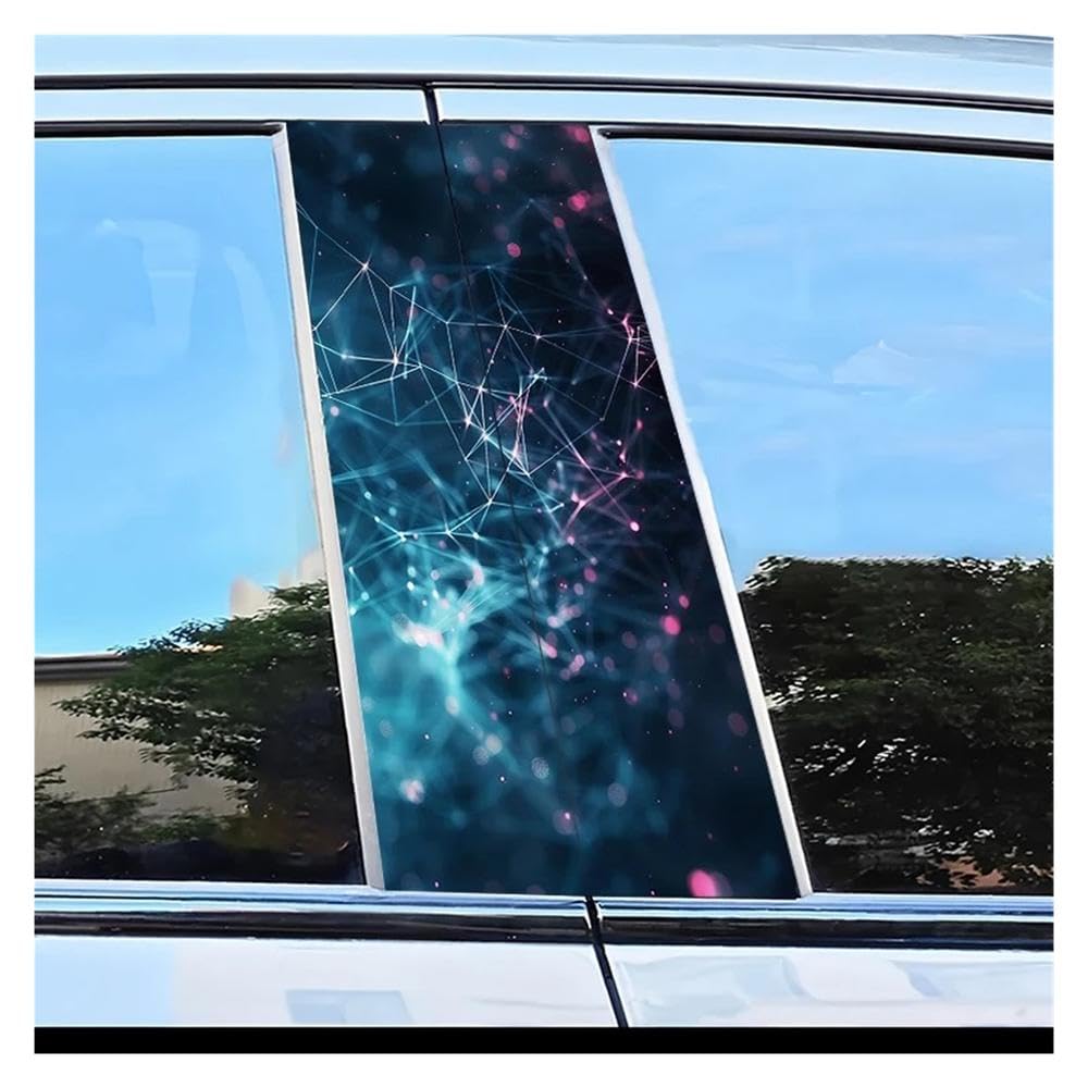 Dabhuoc One Color Car Parts 2Pcs Car Door Pillar Decoration Sticker Grid Pattern Scratch Resistant Film
